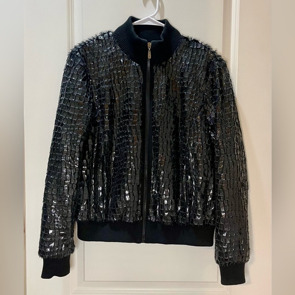 Peter Nygard Jackets & Blazers - Peter Nygard Vintage Black Bomber Jacket with Shimmering Finish Size L/XL